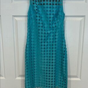 Ralph Lauren Teal Sleeveless Circle Pattern Dress